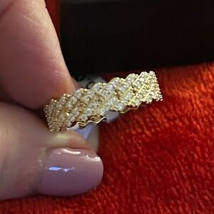Luxury Stunning‎ Gold Moissanite Diamond cuban link band Ring size 10 UNISEX